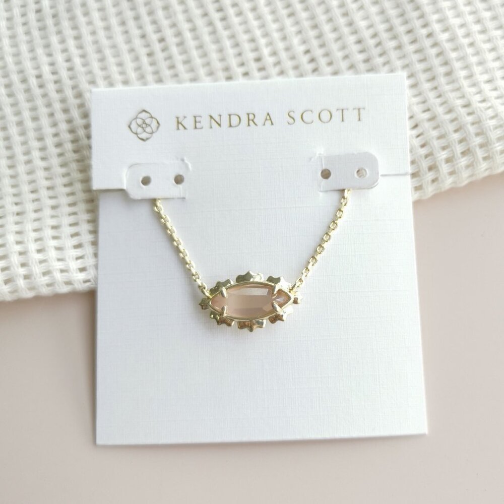 Kendra Scott Gold Genevieve Luster Plated Pink Cat's Eye Glass Necklace